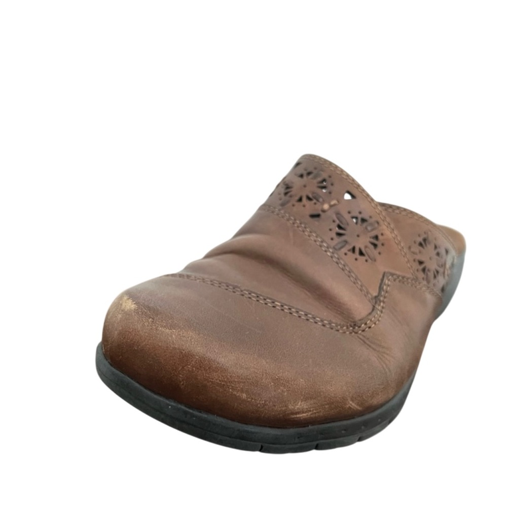 Earth Origins Janie Brown Leather Perforated Mule Clogs Size 6.5 - Picture 5 of 13